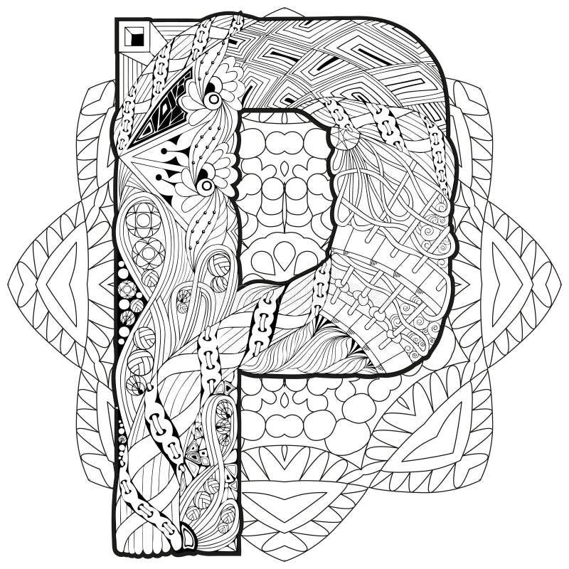 Letter Coloring Page Decorative Zentangle Stock Illustrations – 689 ...