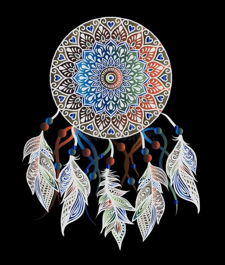 Mandala met dreamcatcher royalty-vrije illustratie Mandala met dreamcatcher royalty-vrije illustratie