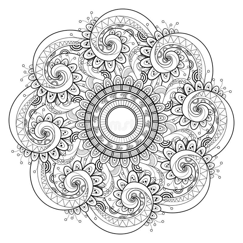 Mandala monocromática hermosa del contorno de Deco del vector