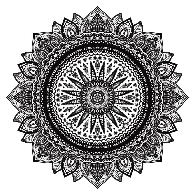 Mandala negra, adorno indio Ornamento redondo adornado libre illustration Mandala negra, adorno indio Ornamento redondo adornado libre illustration