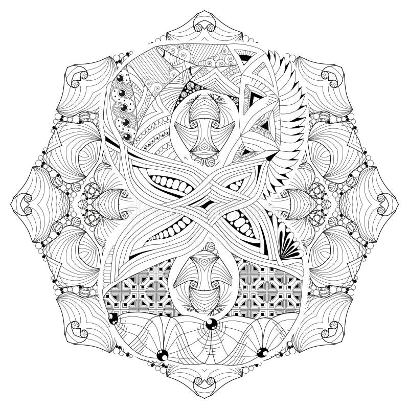 Mandala with Numero Eight for Coloring. Vector Decorative Zentangle ...