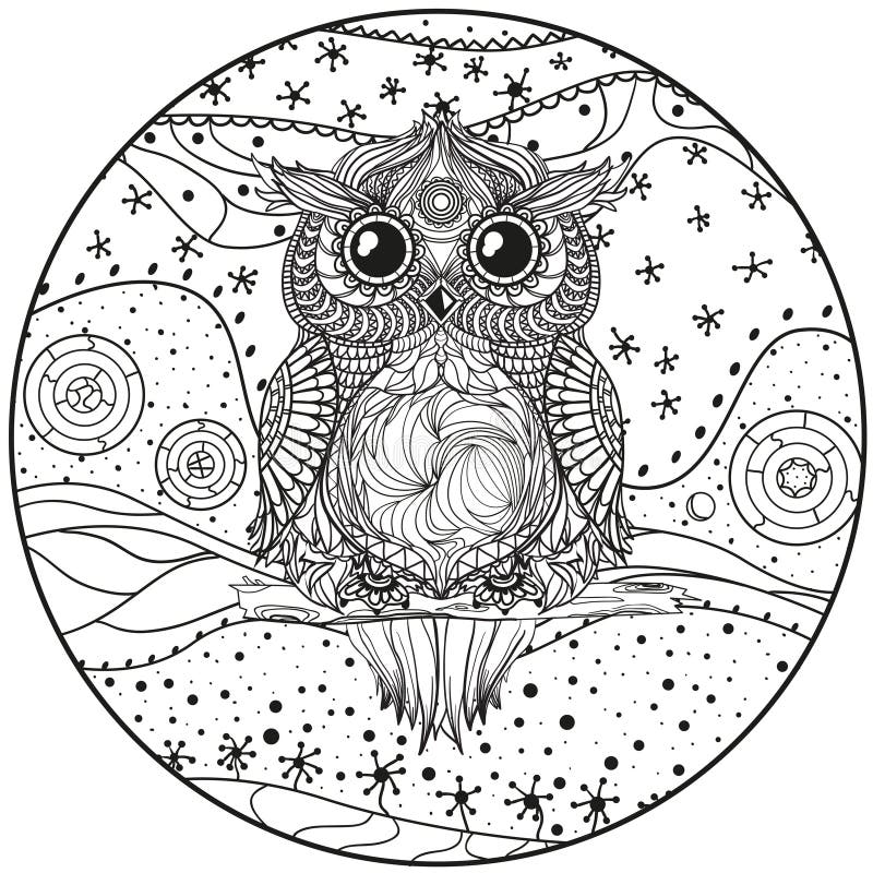 Download Mandala with owl stock vector. Illustration of geometric ...