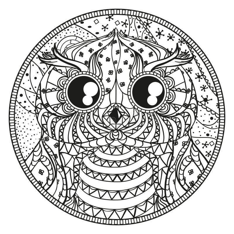 Download Mandala. Owl. Zentangle stock vector. Illustration of ...