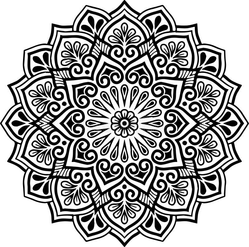 Mandala pattern black and white royalty free illustration
