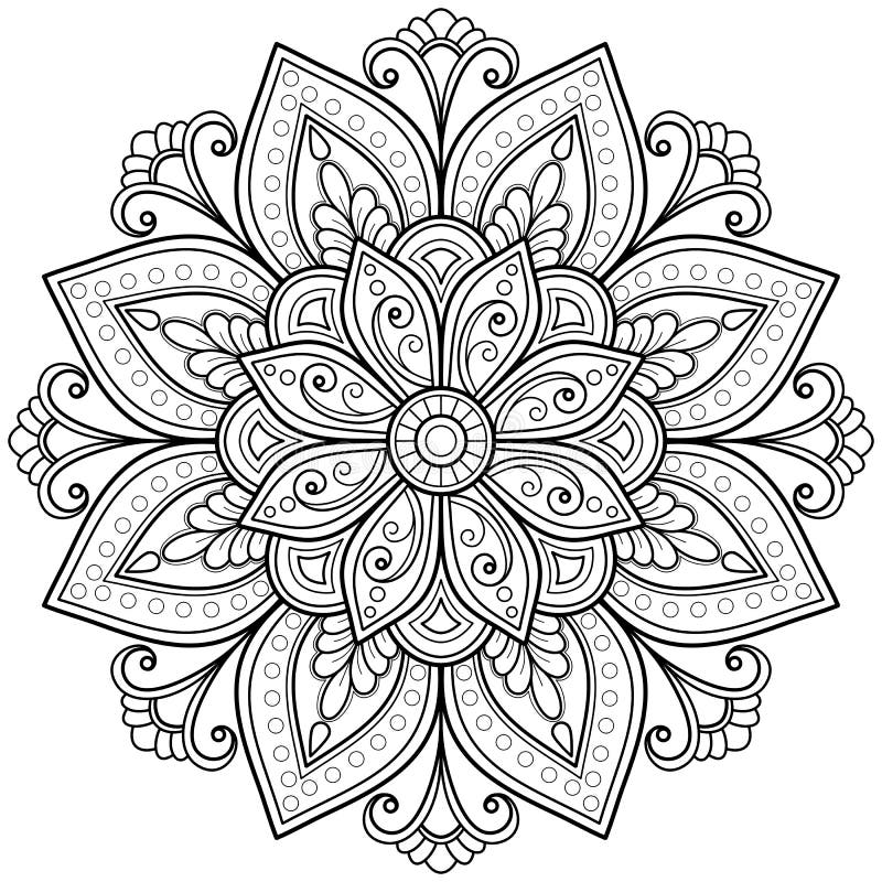 Mandala Pattern for Coloring Book. Mandala Digital Art Stencil Stock