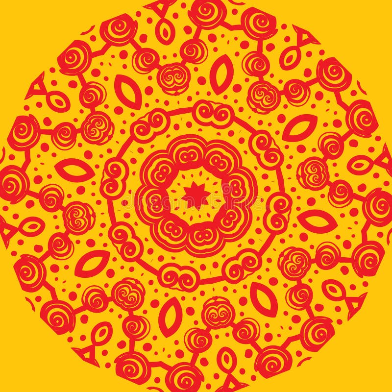 Mandala-som modell på guling vektor illustrationer Mandala-som modell på guling vektor illustrationer
