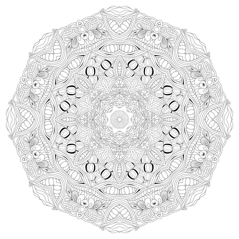 Mandala tiré par la main de zentangle pour la page de coloration illustration de vecteur Mandala tiré par la main de zentangle pour la page de coloration illustration de vecteur