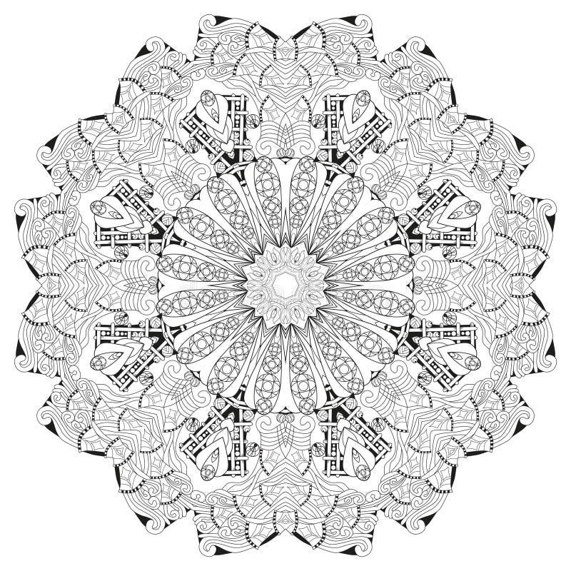 Mandala tiré par la main de zentangle pour la page de coloration illustration stock Mandala tiré par la main de zentangle pour la page de coloration illustration stock