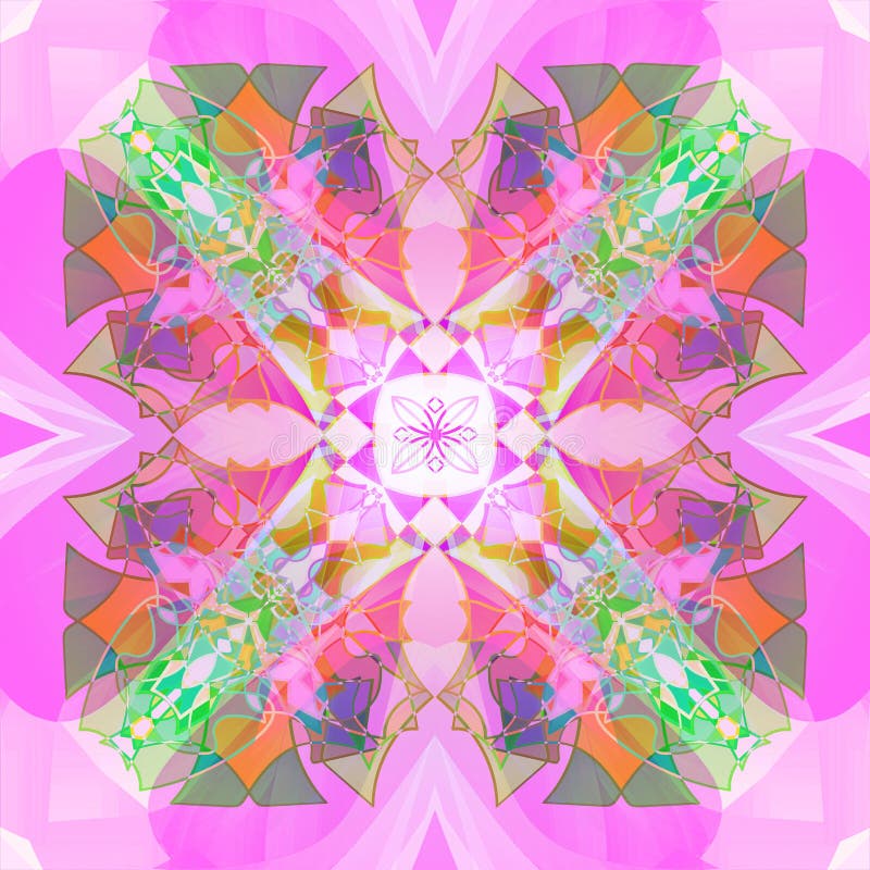 Mandala van het art deco Rooskleurige onduidelijke beelden GROENE PASTELKLEURENpallet N, ORANJE, BLAUW, PURPER royalty-vrije illustratie Mandala van het art deco Rooskleurige onduidelijke beelden GROENE PASTELKLEURENpallet N, ORANJE, BLAUW, PURPER royalty-vrije illustratie