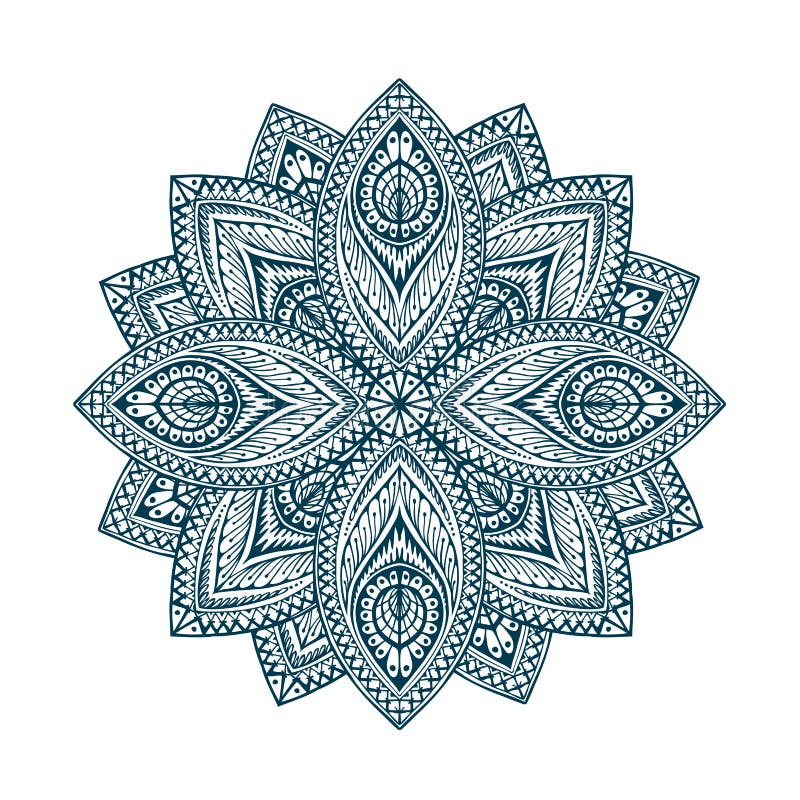 Mandala Διακοσμητικό floral εθνικό σχέδιο Όμορφο λουλουδιών διάνυσμα γραμμών μορφής ασιατικό διανυσματική απεικόνιση
