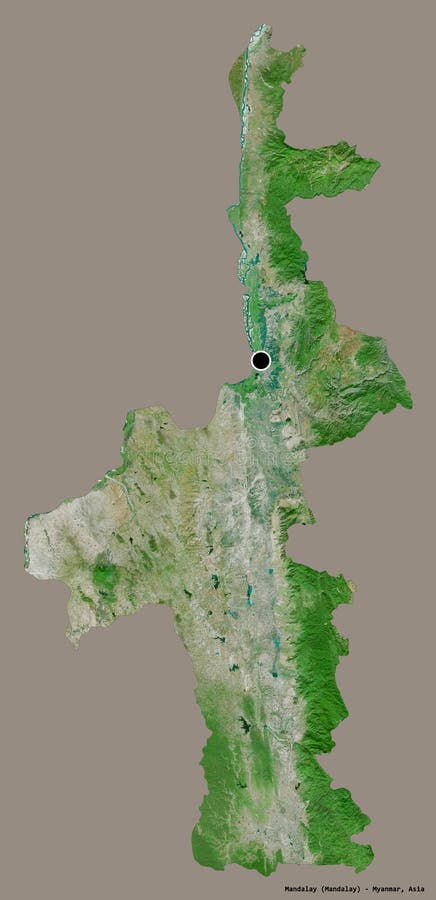 Mandalay, division of Myanmar, on solid. Satellite vector illustration
