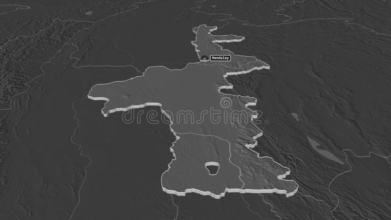 Mandalay, Myanmar - extruded with capital. Bilevel royalty free illustration