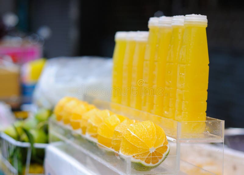 Mandarin Orange Juice Focus on the First Fruit Stock Photo Image of