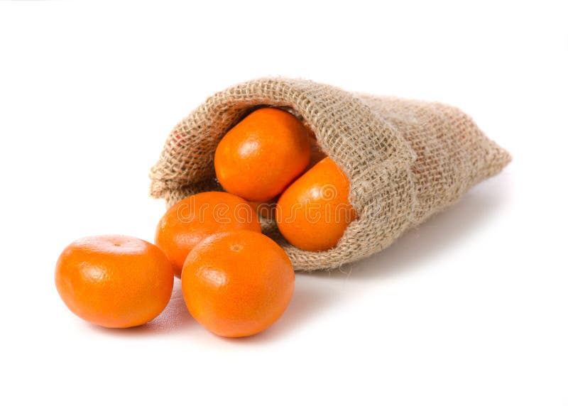 Mandarins in a bag sack stock image. Image of health - 110595399