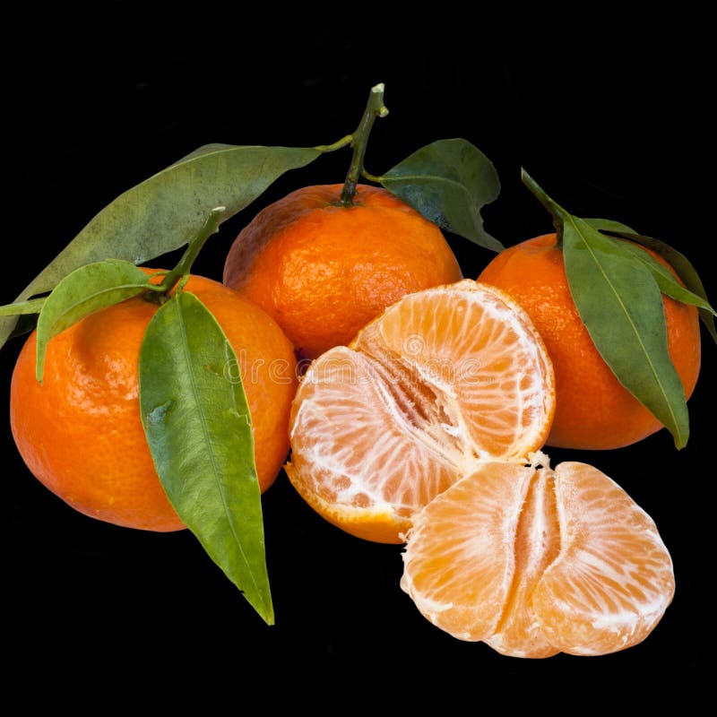 Mandarins isolated on black