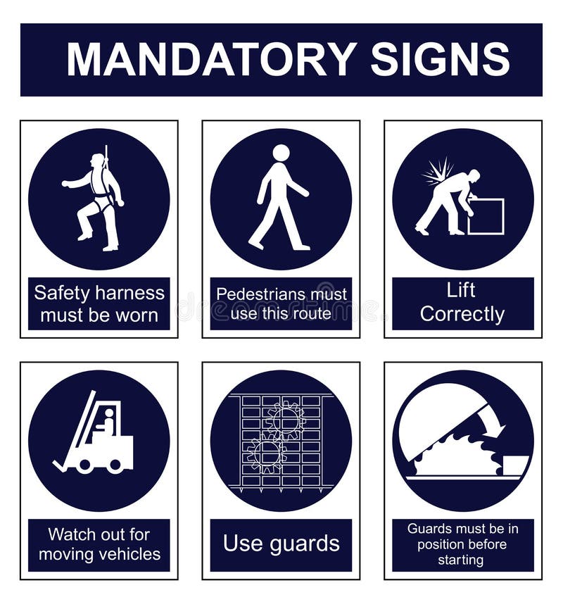 Mandatory Safety Sign Icons Set Stock Vector Illustration of symbol