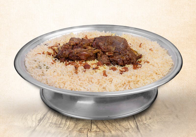 Mandy Hashi with Nuts Served in Dish Top View of Middle East Food Stock