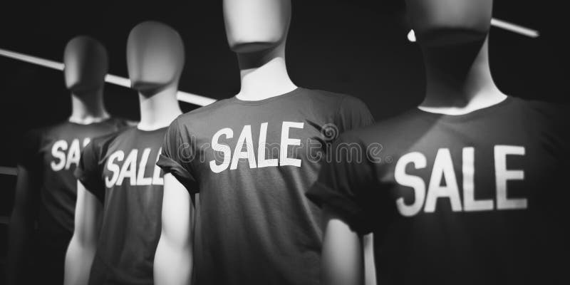 Manequins человека в футболках с надписью „продажа „ r стоковое фото Manequins человека в футболках с надписью „продажа „ r стоковое фото