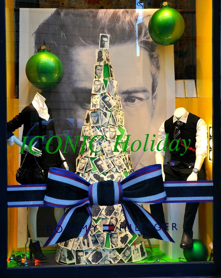 Christmas fashion 2011. Tommy Hilfiger fashion boutique in Florence, Italy. James Dean pictures as a Christmas tree . Christmas fashion 2011. Tommy Hilfiger fashion boutique in Florence, Italy. James Dean pictures as a Christmas tree .