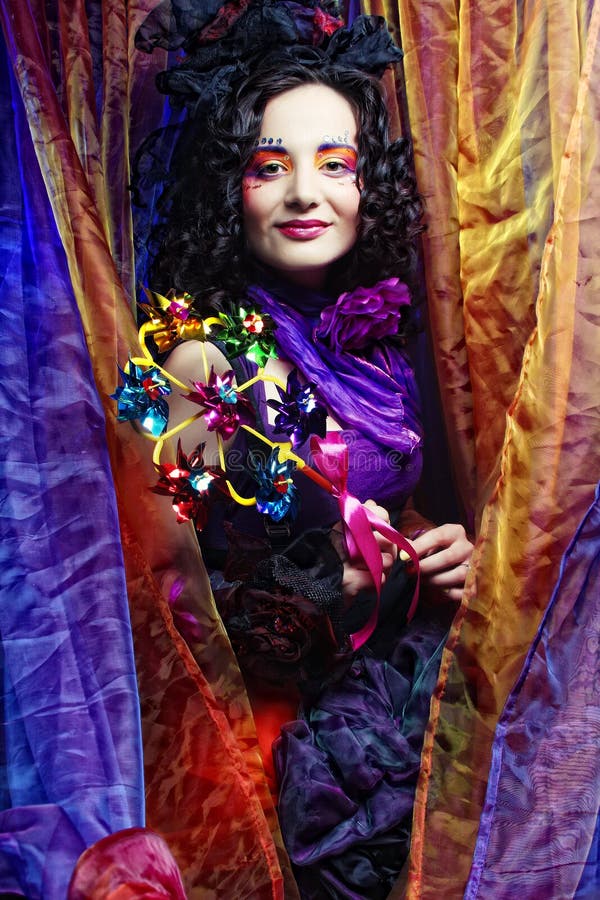 Manera tirada de mujer en estilo de la muñeca fotografía de archivo libre de regalías Manera tirada de mujer en estilo de la muñeca fotografía de archivo libre de regalías