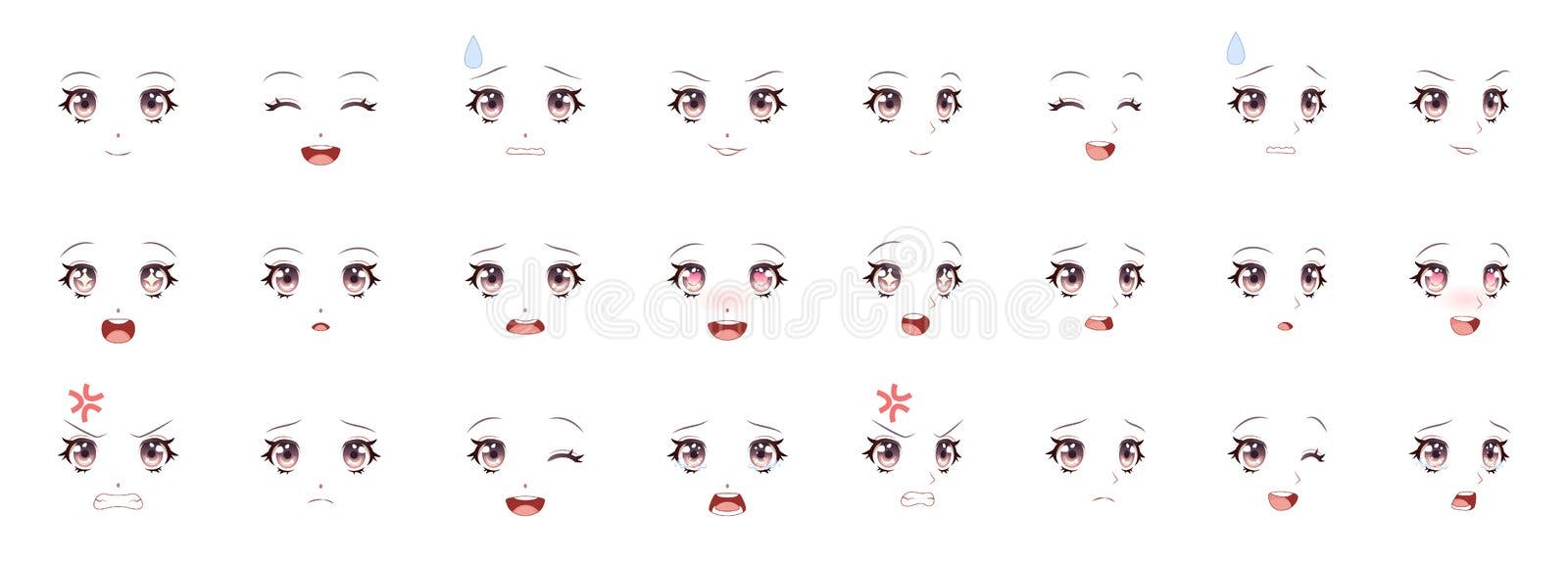 Isolated Set Anime Eyes Girl Kid Stock Vector (Royalty Free) 1536486275