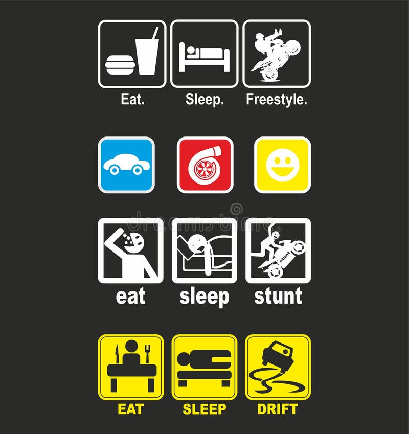 Mangez le cascade de sommeil illustration de vecteur Mangez le cascade de sommeil illustration de vecteur