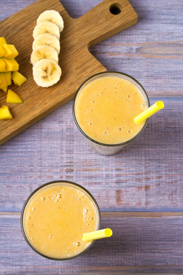 Mango Banana Milkshake with Fruits. Stock Photo - Image of blackberry ...