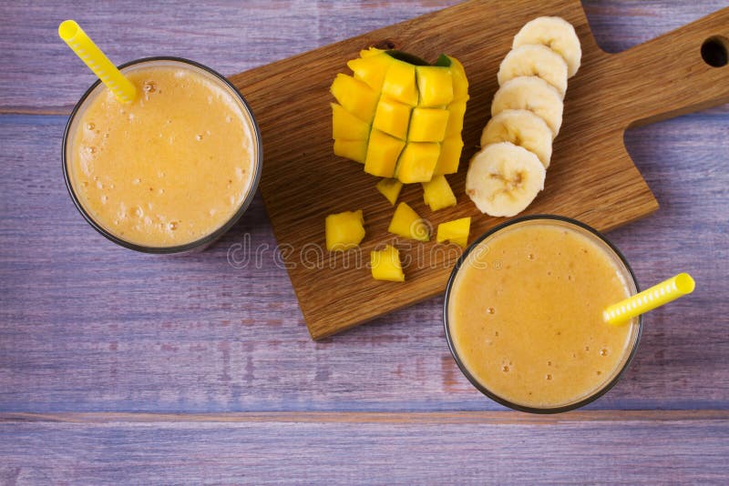Mango Banana Milkshake with Fruits. Stock Image - Image of eating ...