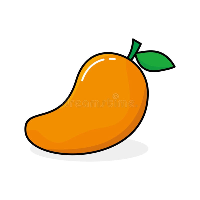 Mango Cartoon Vector Illustration Isolated on White Background Stock