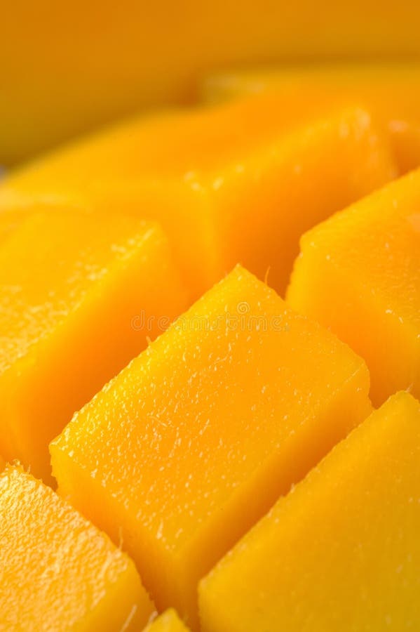 Mango cut and cubed in its skin.