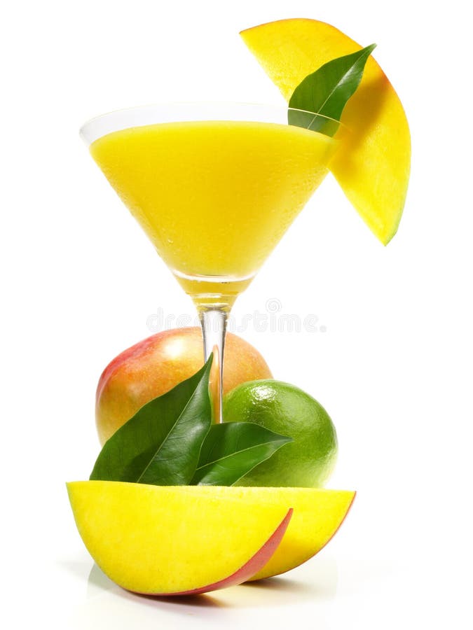 Mango Daiquiri Cocktail Isolated on White Background Stock Photo