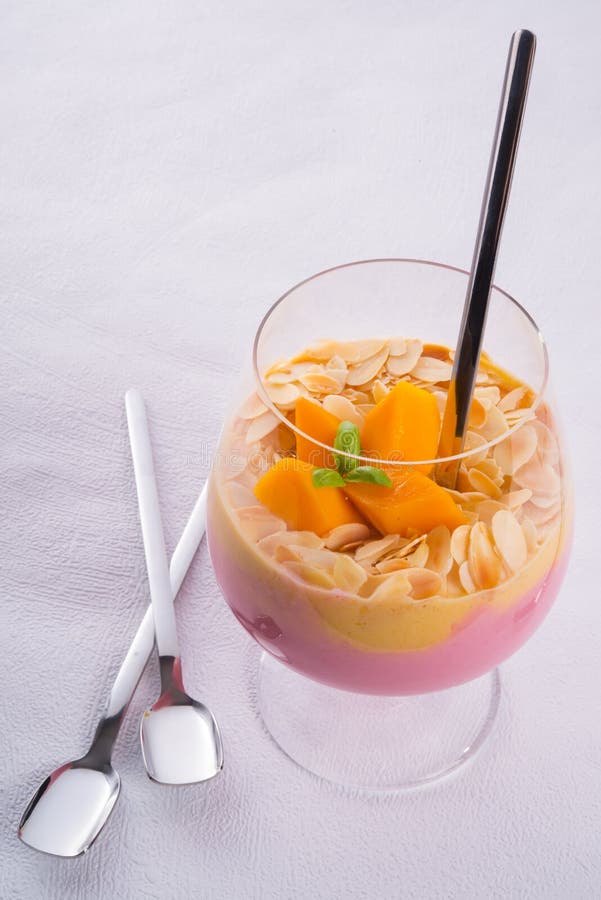Mango fruit cocktail stock image. Image of bowl, colorful 40863779