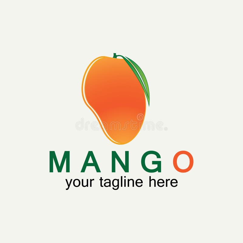 Mango Fruit Logo Vector Illustration Design Template. Mango in Flat