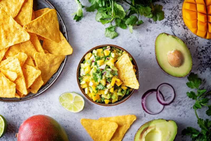 Guacamole and Corn Chips Isolated Stock Image Image of background