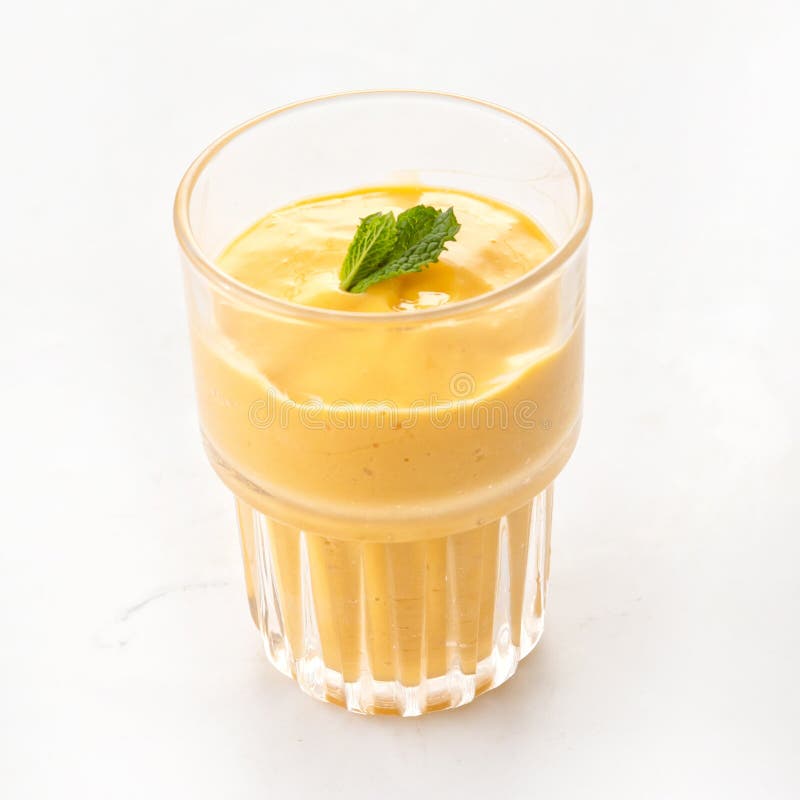 Mango Milk in a Classic Milk Bottle, Mango Puree and Whole Milk in a
