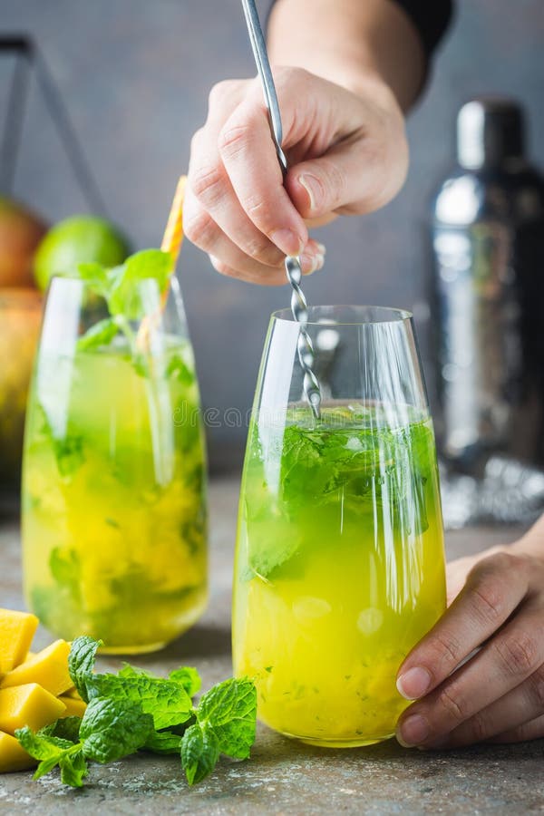 Mango mint mojito cocktail stock photo. Image of fruit 140281168
