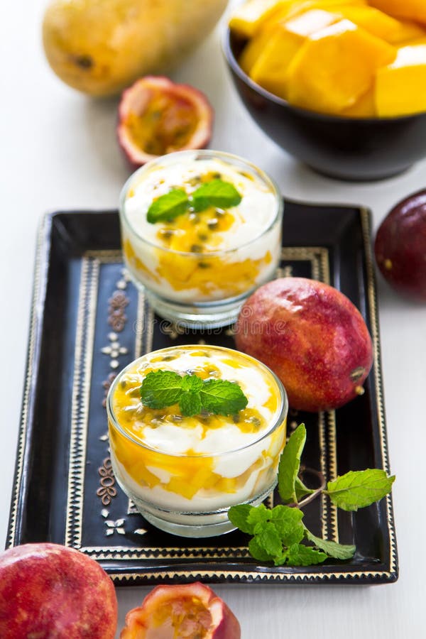 Mango and Passion Fruit Dessert Stock Image Image of sour, mango