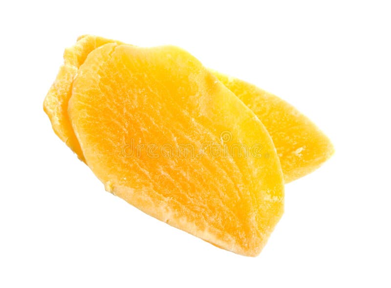Mango secco delle fette isolato su fondo bianco fotografia stock