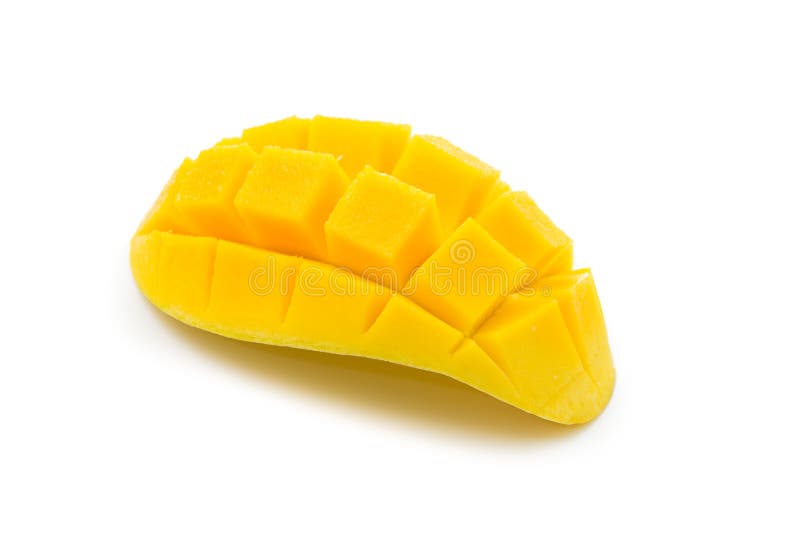 Mango slice cut to cubes royalty free stock photo