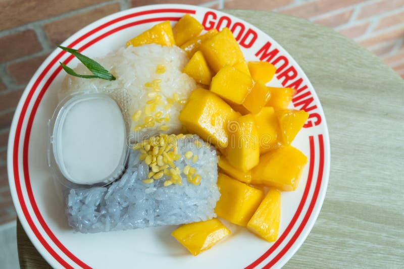 Mango with Sticky Rice with Coconut Milk,Thai Dessert Stock Image