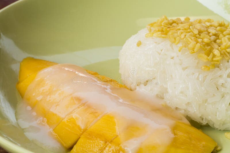 Mango with Sticky Rice and Coconut Milk,Thai Style Tropical Dessert