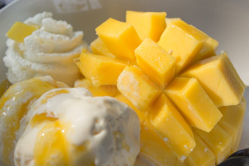 Mango and Vanilla Ice Cream Stock Photo Image of food, fruit 68087370