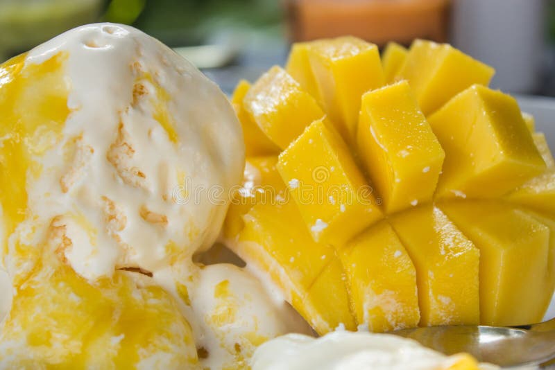 Mango and Vanilla Ice Cream Stock Photo Image of food, fruit 68087370