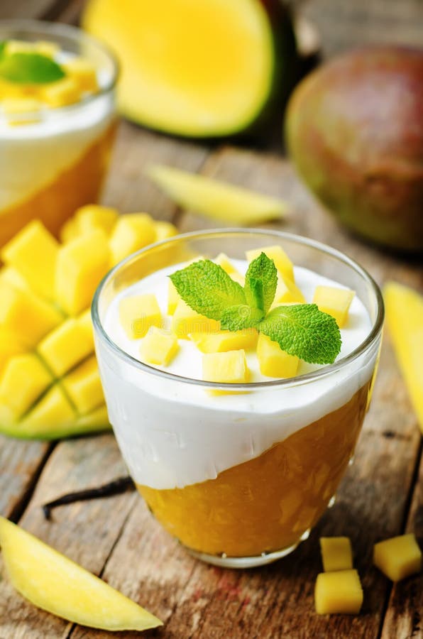 Mango Vanilla Whipped Cream Dessert Stock Photo Image of meal, rich