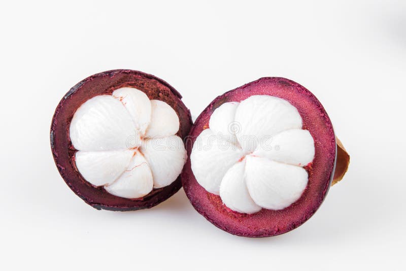 Mangostanfrucht-Königin von Früchten, Mangostanfrucht auf weißem Hintergrund stockbild Mangostanfrucht-Königin von Früchten, Mangostanfrucht auf weißem Hintergrund stockbild