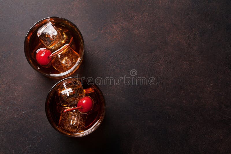 Manhattan cocktail glasses stock photo. Image of party 94624782