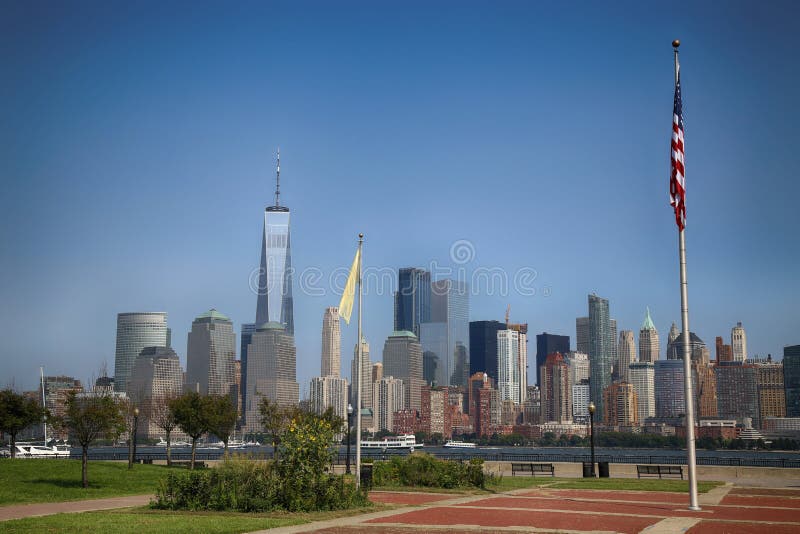 Manhattan horisont från NewJersey, New York City arkivfoto Manhattan horisont från NewJersey, New York City arkivfoto