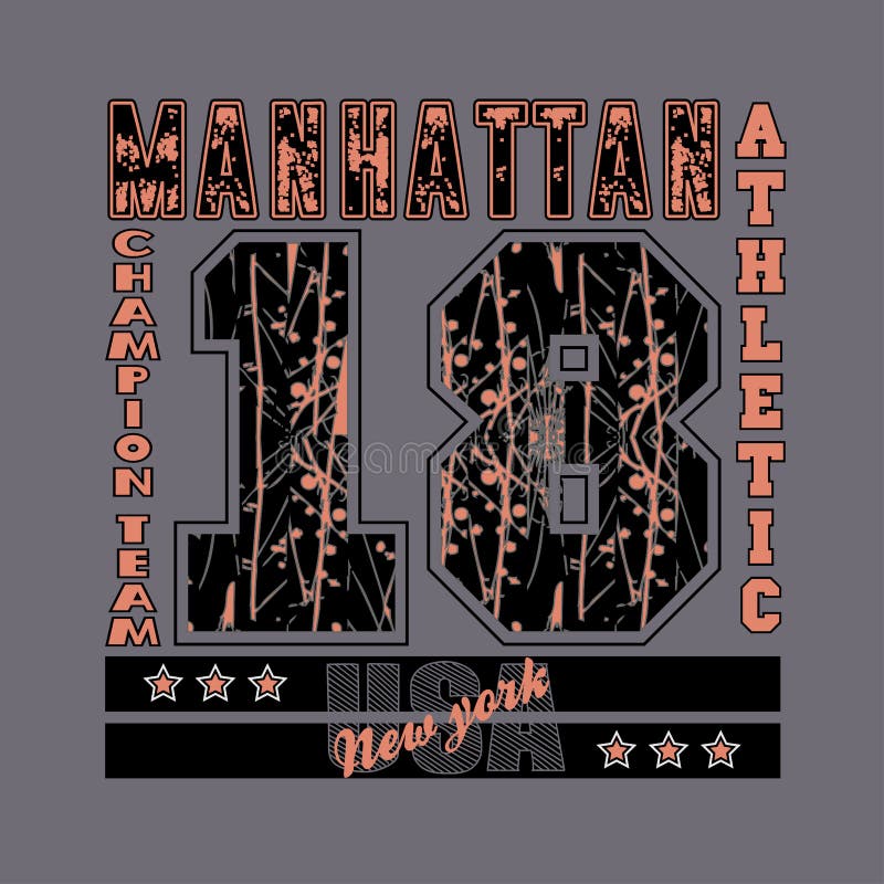 Manhattan, New York, atletische typografie, grafisch ontwerp royalty-vrije illustratie Manhattan, New York, atletische typografie, grafisch ontwerp royalty-vrije illustratie