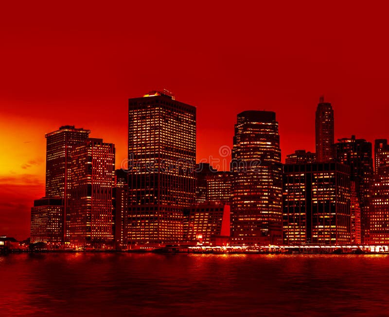 Manhattan at night stock image. Image of dusk, american - 136159653