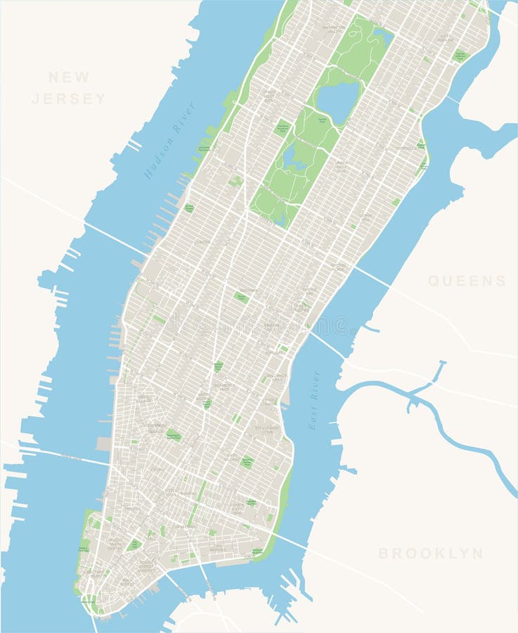 Manhattan più bassa e metà di della mappa di New York - illustrazione vettoriale Manhattan più bassa e metà di della mappa di New York - illustrazione vettoriale